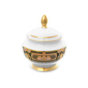 Сахарница Green Gold, 250 мл, фарфор, зелёный, золотой, серия Constanza Donna, FALKENPORZELLAN, Германия, Сахарницы