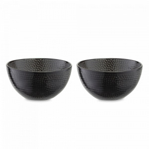 Набор порционных салатников, 2 предмета, 21 см, 800 мл, 15.5 см, керамика, черный, серия Dots, LIBERTY JONES, Россия, Наборы тарелок для кухни