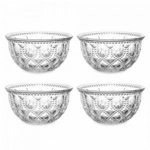 Набор из 4-х порционных салатников, 400 мл, 13 см, стекло, прозрачный, серия Dubai, WD Lifestyle, Италия, Стеклянные салатники