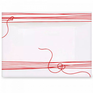 Блюдо сервировочное, 40 х 29 х 2 см, костяной фарфор, белый, красный, серия Fil Rouge Nodi, TAITU, Италия, TAITU (Италия)