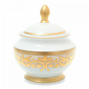 Сахарница Creme Gold, 300 мл, фарфор, бежевый, золотой, серия Constanza Natalia, FALKENPORZELLAN, Германия, Сахарницы