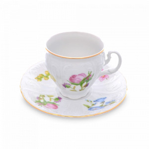 Чашка чайная, 170 мл, фарфор, белый, декор, серия Весенний букет, BERNADOTTE, Чехия, НОВИНКИ