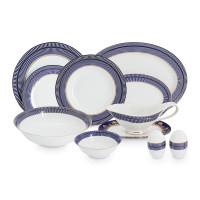 Сервиз столовый на 6 персон Империя, 27 предметов, фарфор, синий, серия Midori, ANNA LAFARG, Китай