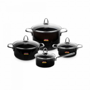 Набор посуды из 4-х предметов, цвет темно-серый, серия Metallica SOLID, KOCHSTAR, Германия, Посуда эмалированная