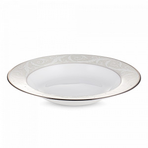 Тарелка суповая Платиновый ноктюрн, 23 см, костяной фарфор, белый, декор, серия Ноктюрн, NARUMI, Япония, NARUMI (Япония)