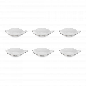 Набор из 6-ти розеток с ручкой, 13 см, фарфор, белый, декор, серия Платиновый узор, BERNADOTTE, Чехия, Соусники