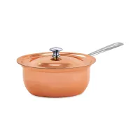 Сотейник с крышкой, 20 см, 1.5 л, медь, нержавеющая сталь, серия Медная посуда, Кольчугинский Мельхиор, Россия, 