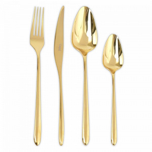 Набор столовых приборов на 6 персон, 24 предмета, золотистый, серия Aires Mateus, CUTIPOL, Португалия, Подарочные столовые приборы