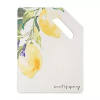 Подставка под горячее с ручкой Лимон на ветке, 24 х 18 см, керамика, пробка, белый, декор, серия Palermo, ANNA LAFARG, Китай, 