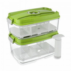 Набор из 2-х вакуумных контейнеров и насоса, материал: тритан, цвет: зеленый, серия REC-Bigger, STATUS, Словения, STATUS (Словения)