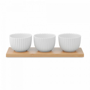 Набор для сервировки, фарфор, бамбук, белый, серия Edge, TKANO, Россия, Менажницы