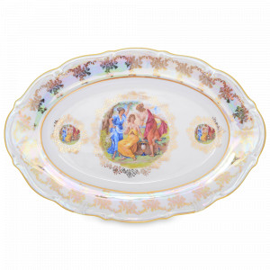 Блюдо овальное Мадонна, 38 см, фарфор, перламутр, серия Мария-Тереза, REPAST, Чехия, Мария-Тереза REPAST