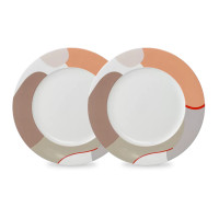 Набор десертных тарелок, 2 предмета, 22 см, фарфор, бежевый с авторским принтом, серия Freak Fruit, TKANO, Россия