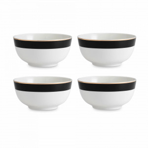 Набор из 4-х порционных салатников, 14 см, 500 мл, фарфор, белый, черный, серия Mikasa Luxe Deco, KITCHEN CRAFT, Великобритания, Салатники