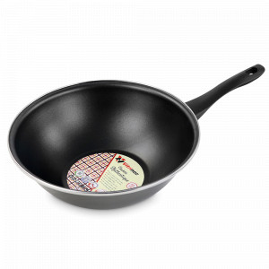 Сковорода - Вок, 28 см, сталь, стеклоэмаль, черный, серия Authentique Crystal, VITRINOR, Испания, Воки