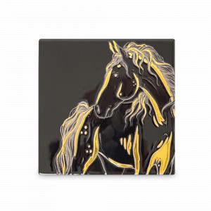 Подставка квадратная под кружку Лошадь, 11 см, керамика/пробка, черный, серия Horse, ANNA LAFARG, Китай, НОВИНКИ