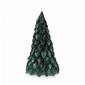 Свеча  декоративная Festive flame, 19.5 см, парафин, зеленый, серия New Year Essential, TKANO, Россия, Свечи TKANO