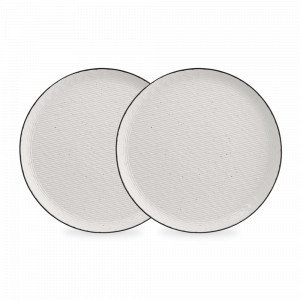 Набор обеденных тарелок, 2 предмета, 26 см, фарфор, белый, черный, серия Contour, LIBERTY JONES, Россия, Наборы тарелок для кухни