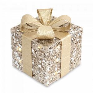 Украшение новогоднее с подсветкой Подарок, 20 х 20 см, металл, шампань, серия Event, ANNA LAFARG, Китай, Новогодний Декор ANNA LAFARG