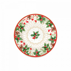 Тарелка десертная, 19 см, фарфор, белый, декор, серия Рождественские ягоды, EASY LIFE (R2S), Италия, Тарелки и блюда EASY LIFE R2S