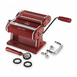 Набор лапшерезка ручная и нож для теста Pastawheel Atlas 150, алюминий, нержавеющая сталь, пластик, красный, серия Classic, MARCATO, Италия, MARCATO (Италия)