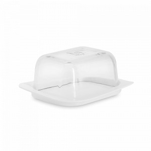 Маслёнка с крышкой, 14 см, стекло, пластик, белый, серия Basic, ANNA LAFARG, Китай, Икорницы, масленки