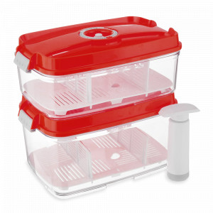 Набор из 2-х вакуумных контейнеров и насоса, материал: тритан, цвет: красный, серия REC-Bigger, STATUS, Словения, STATUS (Словения)