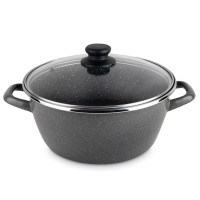 Кастрюля низкая с крышкой, 26 см, сталь, стеклоэмаль, черный, серия K2, VITRINOR, Испания