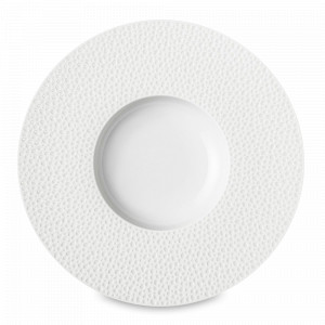 Тарелка для пасты с широким бортом PERLES DE ROSEE, 30 см, фарфор, белый, рельеф, серия Collection L, GUY DEGRENNE, Франция, Collection L GUY DEGRENNE