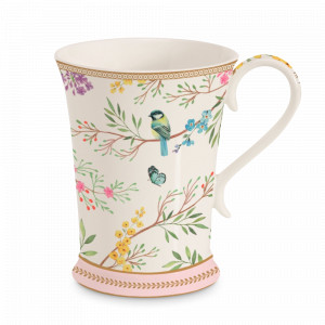 Кружка , 300 мл, фарфор, белый, декор, серия Пение птиц, EASY LIFE (R2S), Италия, EASY LIFE R2S (Италия)