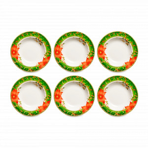 Набор тарелок суповых «Palais Royal Рождественская звезда», 6 предметов, 23 см, фарфор, декор, LAMART, Италия, Наборы тарелок из фарфора