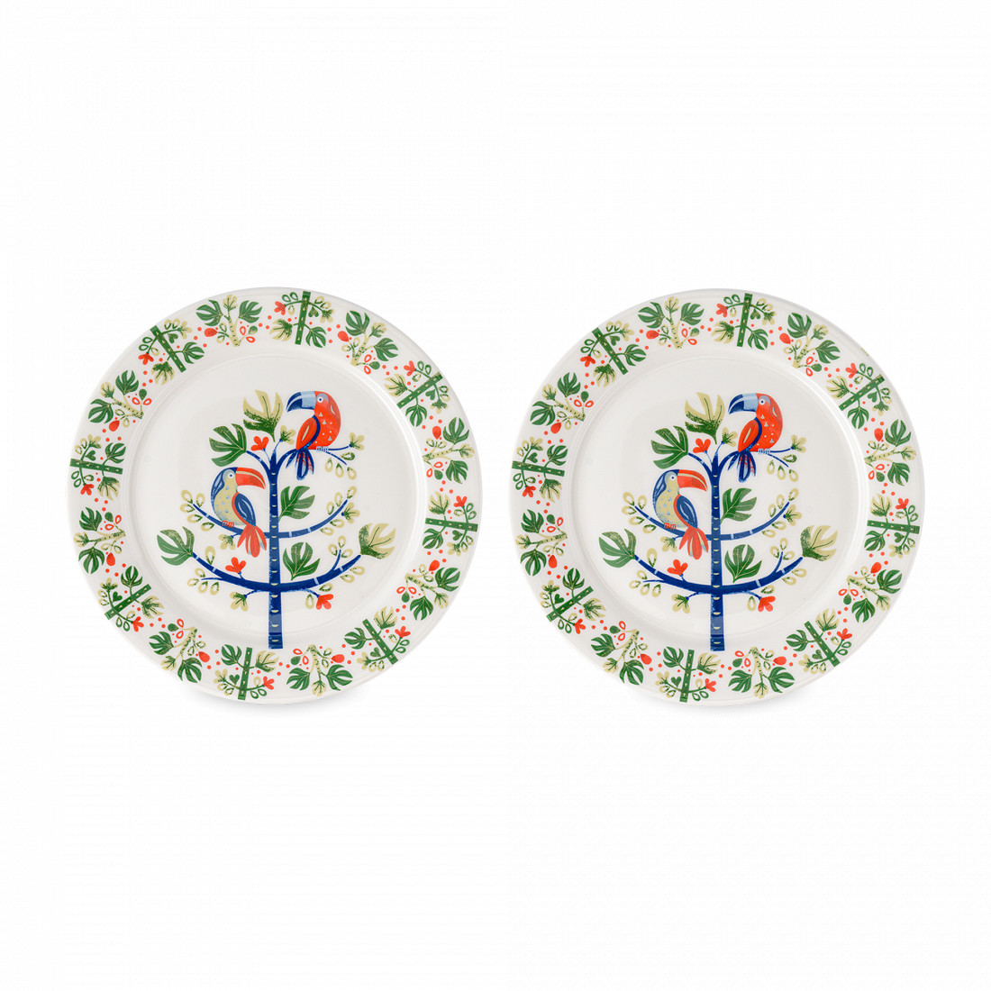 Набор из 2-х десертных тарелок Toucan, 18 см, фарфор, белый, декор, серия Birds of Paradise, LIBERTY JONES, Россия