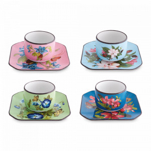 Набор из 4-х кофейных пар Fete Vos Jeux, 100 мл, фарфор, декор, серия Contemporary, VISTA ALEGRE, Португалия, Кофейные пары