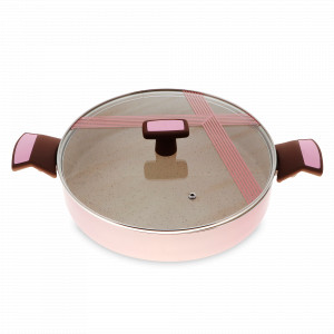 Сотейник с крышкой, диаметр 28 см, высота 8,7 см, алюминий с мраморным покрытием,  для индукционных плит, ручка бакелит,  серия Mezz-casa, KITCHENSTAR, Китай, KITCHEN STAR (Китай)