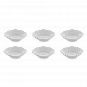 Набор из 6-ти порционных салатников, 13 см, фарфор, белый, золотой, серия Белый узор, BERNADOTTE, Чехия, Пиалы, салатники индивидуальные