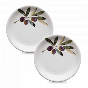 Набор из 2-х десертных тарелок, 20,5 см, керамика, белый, декор, серия Autunno, NUOVA CER, Италия, NUOVA CER (Италия)