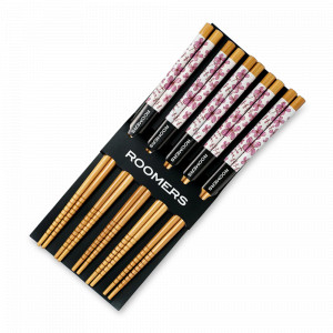 Набор из 5-ти пар палочек для еды, 22.5 см, бамбук, бежевый, декор, ROOMERS TABLEWARE, Нидерланды, Палочки для суши