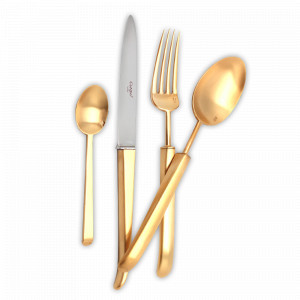 Набор столовых приборов на 12 персон, 72 предмета, золотистый матовый, серия Carre, CUTIPOL, Португалия, CUTIPOL (Португалия)