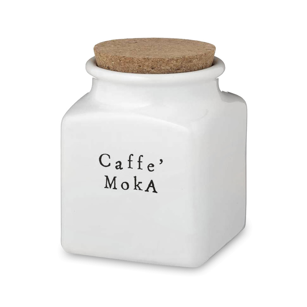 Банка для хранения кофе с крышкой, 14.5 см, керамика, белый, декор, серия Bianca Easy, NUOVA CER, Италия