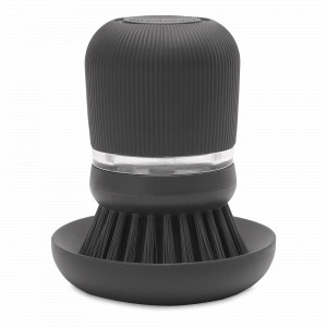 Щетка для мытья посуды с дозатором моющего средства, 10,5 х 8,5 см, пластик, нейлон, темно-серый, серия Sink Side, BRABANTIA, Бельгия, Кухонные принадлежности BRABANTIA