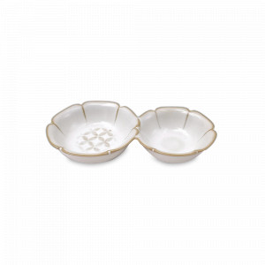 Соусник на 2 секции Cream, 11 х 6.5 см, каменная керамика, кремовый, серия Essential Asia, ROOMERS TABLEWARE, Нидерланды, Соусники