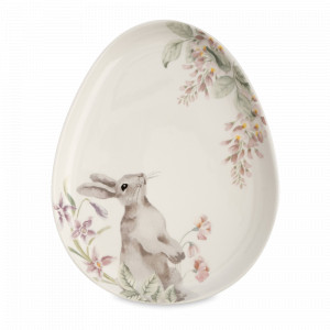 Блюдо овальное, 25 х 20 см, керамика, серый, декор, серия Brown Rabbit, ANNA LAFARG, Китай, Блюда сервировочные, менажницы