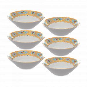 Набор из 6-ти салатников Blue Gold, 19 см, фарфор, голубой, декор, серия Constanza Vienna, FALKENPORZELLAN, Германия, Наборы фарфоровых салатников