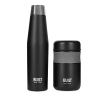 Набор из термобутылки и термоса для еды, 540 и 473 мл, нержавеющая сталь, черный, серия Built, KITCHEN CRAFT, Великобритания