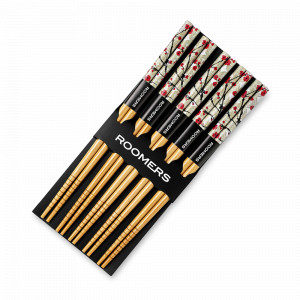 Набор из 5-ти пар палочек для еды, 22.5 см, бамбук, бежевый, декор, ROOMERS TABLEWARE, Нидерланды, Палочки для суши