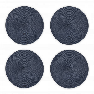 Набор из 4-х подстановочных круглых салфеток, 38 см, полипропилен, синий, серия Jardin, WO HOME, Германия, Салфетки подстановочные