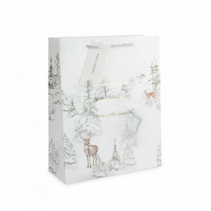 Пакет подарочный «Лес в снегу», 26 х 32 см, бумага, белый, серия Maral, ANNA LAFARG, Китай, Подарочные пакеты ANNA LAFARG