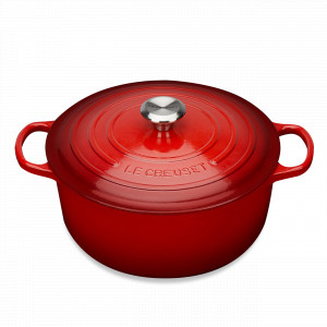 Эмалированная чугунная кастрюля с толстым дном, 5,3 л, 26 см, красный, LE CREUSET, Франция, LE CREUSET (Франция)