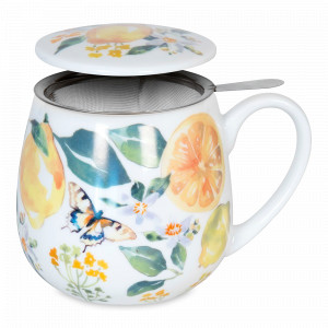 Кружка заварочная «Фруктовый чай - лимон», 420 мл, фарфор, белый, KOENITZ, Германия, Белые кружки