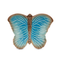 Блюдо для фруктов, 41 х 33 см, керамика, коричневый, голубой, серия Cloudy Butterflies, Bordallo Pinheiro, Португалия